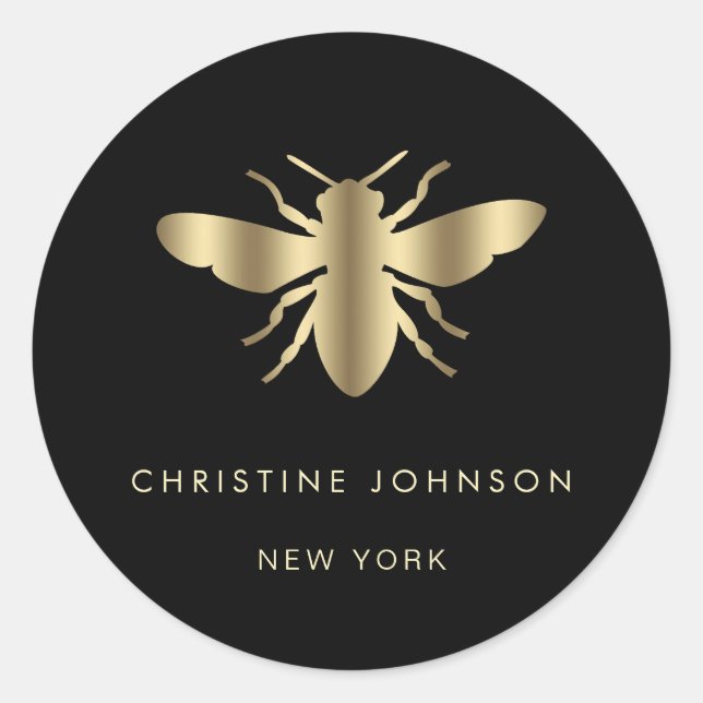 Sticker Rond logo d'abeille sur fond noir (Devant)