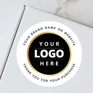 Sticker Rond Logo d'affaires Black White Gold Stroke de luxe