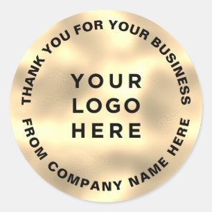 Sticker Rond Logo d'affaires Golden Faux Foil Merci
