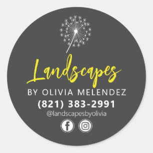 Sticker Rond Logo Dandelion Service de soins de la pelouse Publ