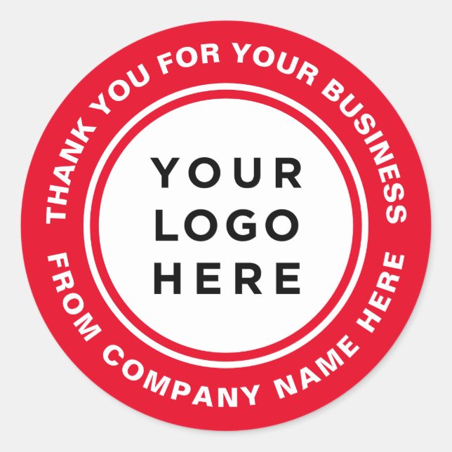 Sticker Rond Logo d'application des bordures rouges Merci (Devant)