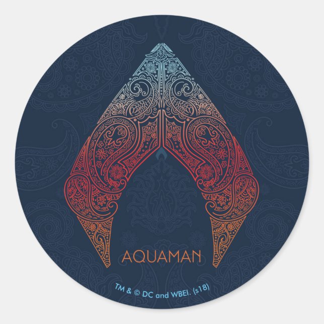 Sticker Rond Logo d'Aquaman | Paisley Aquaman (Devant)