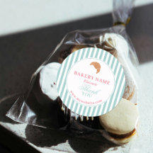 Logo de boulangerie rayures vertes et roses preppy