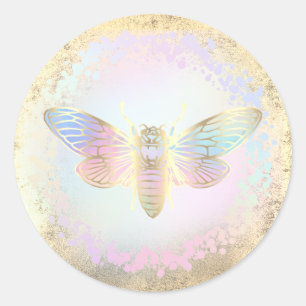 Sticker Rond logo de bug holographique faux