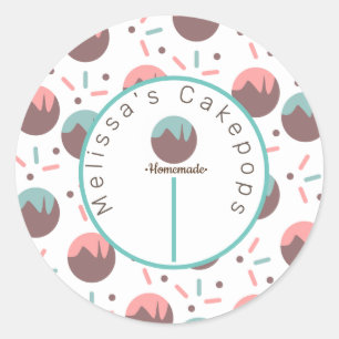 Sticker Rond Logo de Cake Pop Boulangerie Maison Paillettes