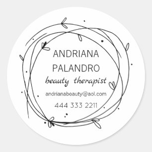 Sticker Rond Logo de couronne feuillue noire et blanche