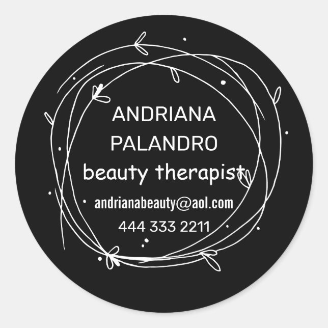 Sticker Rond Logo de courroie feuillue noire et blanche (Devant)