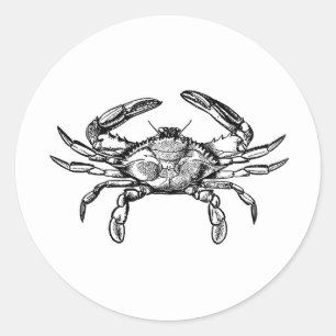 Sticker Rond Logo de crabe bleu (noir et blanc)
