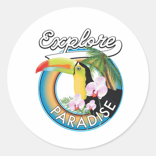 Sticker Rond logo de Explore Paradise Travel en style cartoon (Devant)