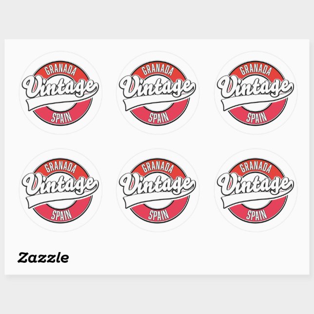 Sticker Rond Logo de Grenade Espagne style vintage (Feuille)