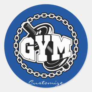 Sticker Rond Logo de Gym Barbell Thunder_Cove