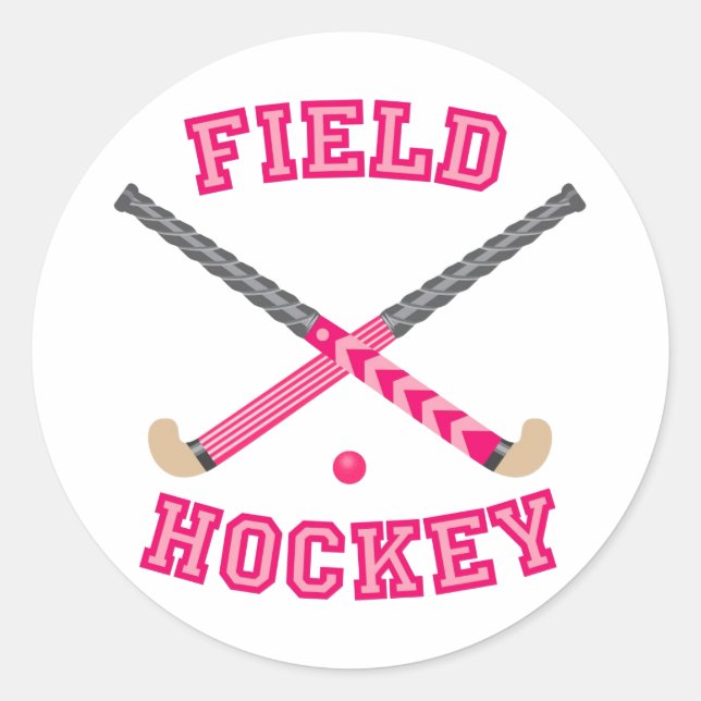 Sticker Rond Logo de hockey sur gazon rose (Devant)