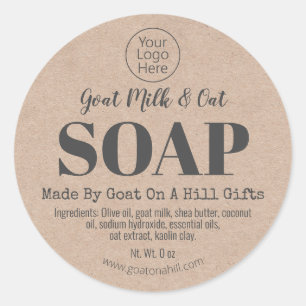 Sticker Rond Logo de la chèvre artisanale Lait d'avoine Kraft É