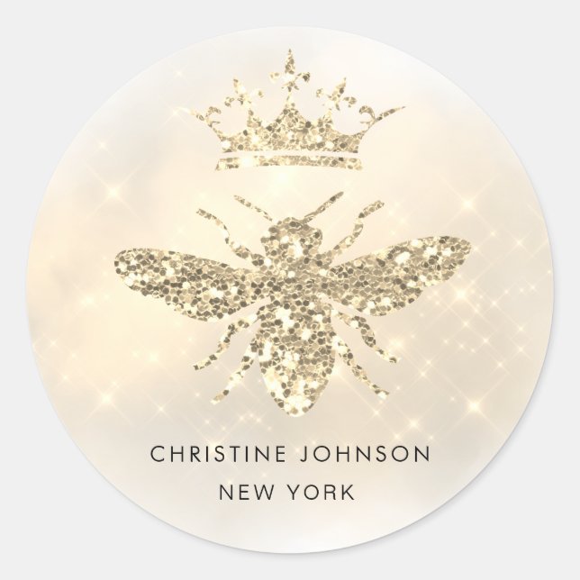 Sticker Rond ・ logo de la fausse parties scintillant queen bee  (Devant)