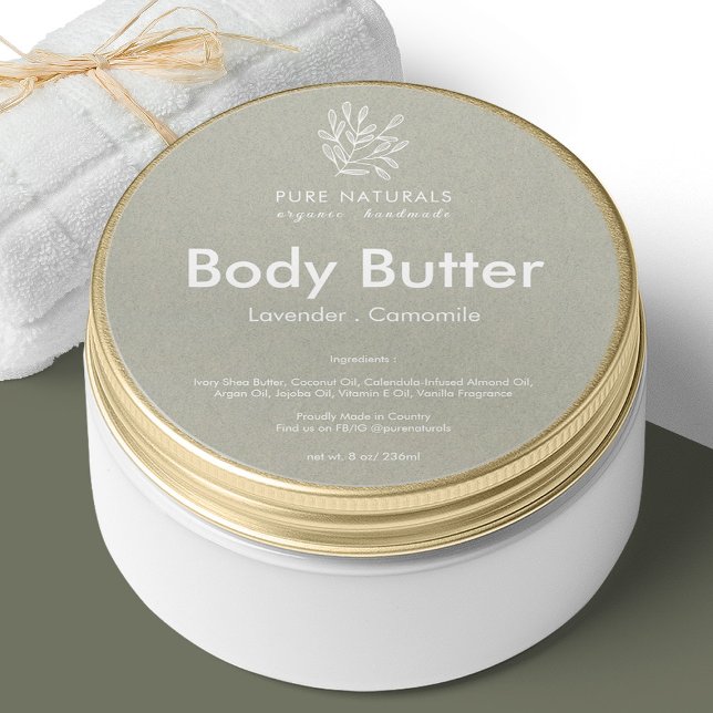 Sticker Rond Logo de la feuille végétale moderne vert Neutre pr (Créateur téléchargé)