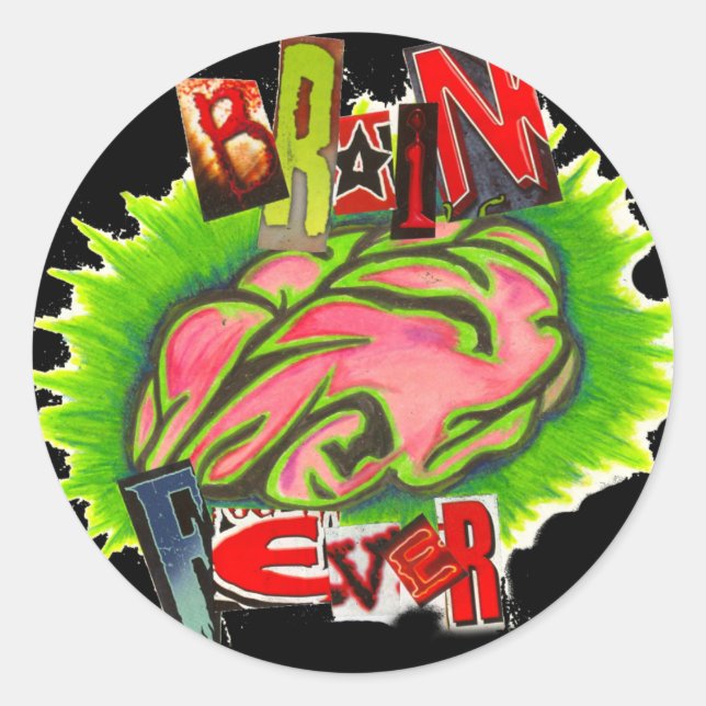 Sticker Rond Logo de la fièvre cérébrale (Devant)