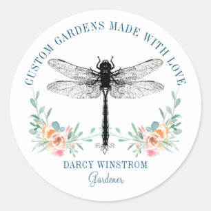 Sticker Rond Logo de la libellule du jardinier artistique Lands