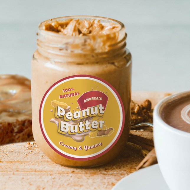 Sticker Rond Logo de la marque d'emballage de beurre de cacahuè (Créateur téléchargé)