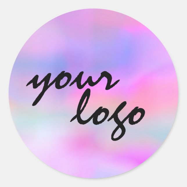 Sticker Rond Logo de la marque moderne holographique pastel rai (Devant)