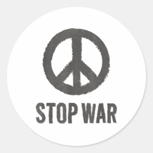 Sticker Rond Logo de la Paix Hippie symbole Stop War Protest Pa