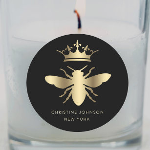 Sticker Rond logo de la reine des abeilles à effet métallique