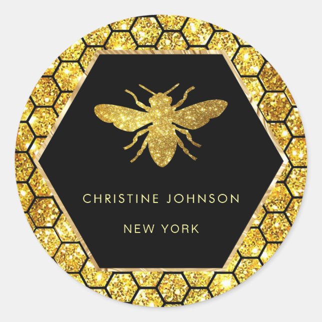 Sticker Rond logo de l'abeille hexagone (Devant)