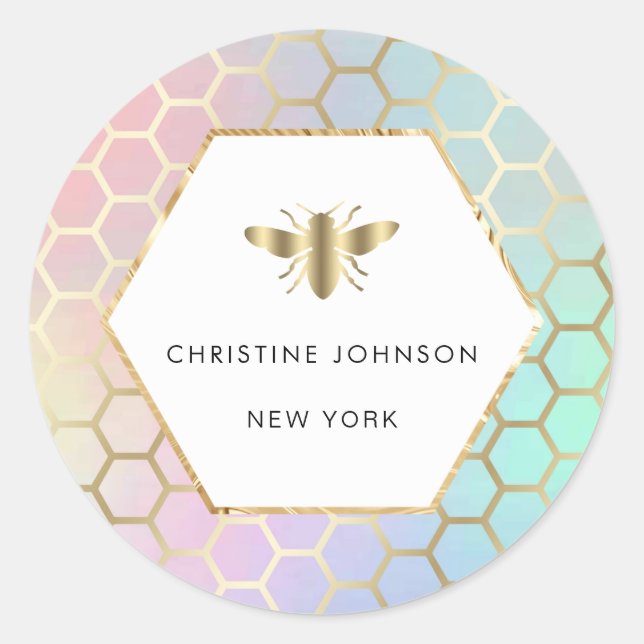 Sticker Rond logo de l'abeille hexagone (Devant)