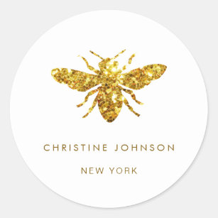 Sticker Rond Logo de l'abeille parties scintillant