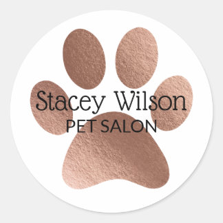 Sticker Rond Logo de l'Empreinte de patte rose Gold sur le Étiq