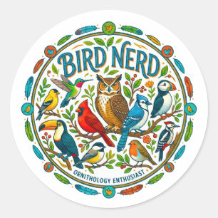Sticker Rond Logo de l'enthousiaste d'oiseaux