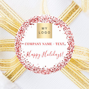 Sticker Rond Logo de l'entreprise de parties scintillant rouge