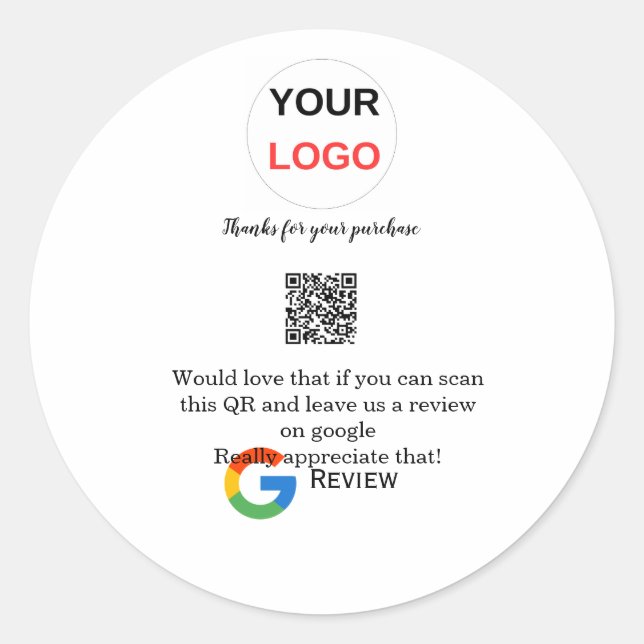 Sticker Rond logo de l'entreprise de révision Google Scan QR re (Devant)