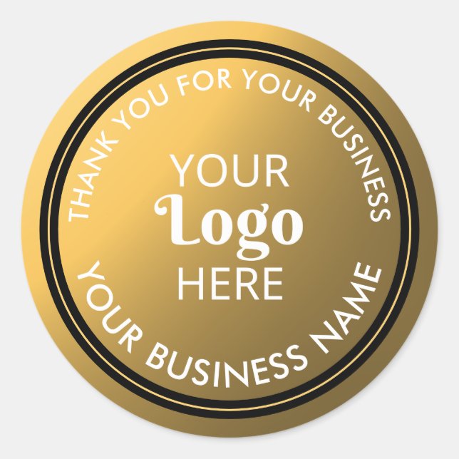 Sticker Rond Logo de l'entreprise Elegant Gold Business Merci (Devant)