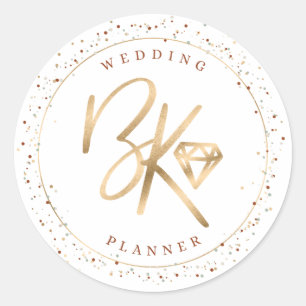 Sticker Rond Logo de l'entreprise Faux Gold Foil Confetti Custo