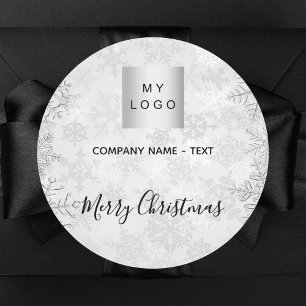 Sticker Rond logo de l'entreprise Flammes de neige en argent de