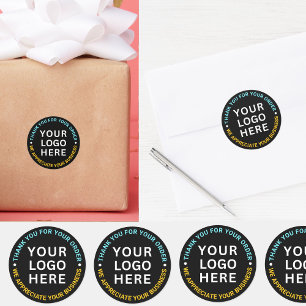 Sticker Rond Logo de l'entreprise Merci de marque noire