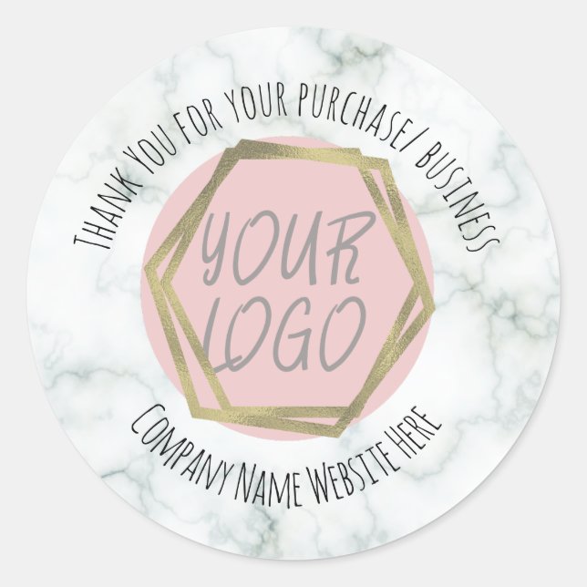 Sticker Rond Logo de l'entreprise Merci en marbre   (Devant)
