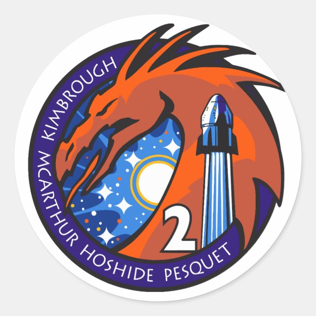 Sticker Rond Logo de l'insigne officiel SpaceX Crew-2 (Devant)