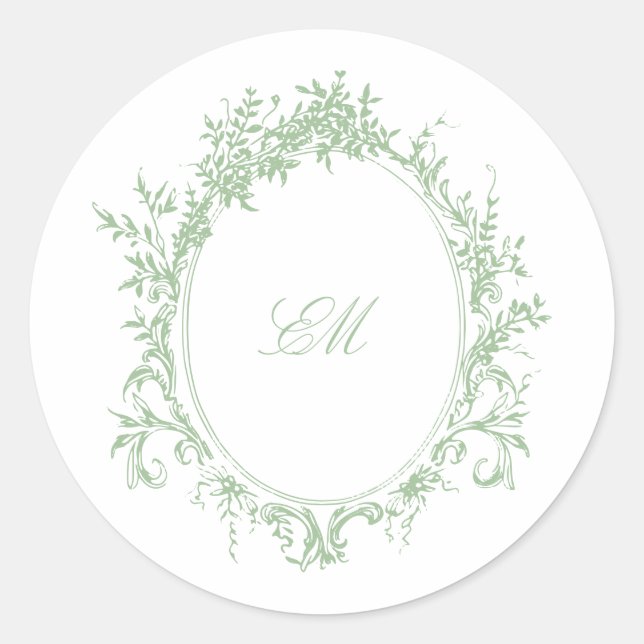 Sticker Rond Logo de mariage au monogramme de blason en chinois (Devant)