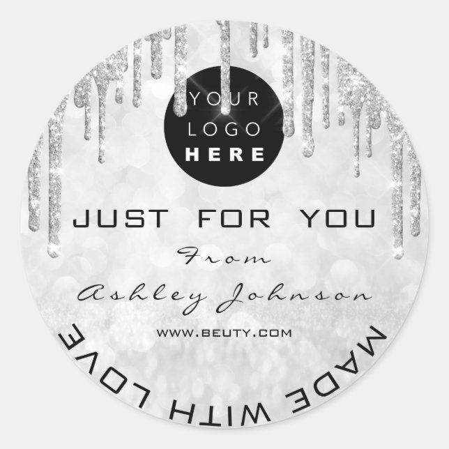 Sticker Rond Logo De Merci De parties scintillant Fabriqué Avec (Devant)