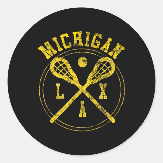 Sticker Rond Logo de Michigan Lacrosse Lax (Devant)