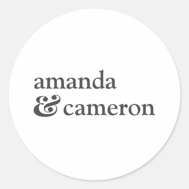 Sticker Rond Logo de noms de mariée et de chambre simple blanc (Devant)
