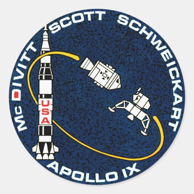 Sticker Rond Logo de patchs de mission Apollo 9 NASA (Devant)