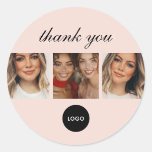 Sticker Rond Logo de photo de maquillage de cheveux de script r