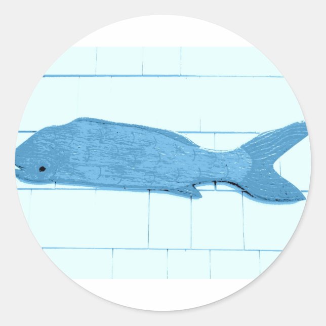 Sticker Rond logo de poisson bleu (Devant)