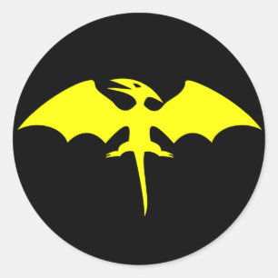 Sticker Rond Logo de Pterodactyl Dinosaur Superhero