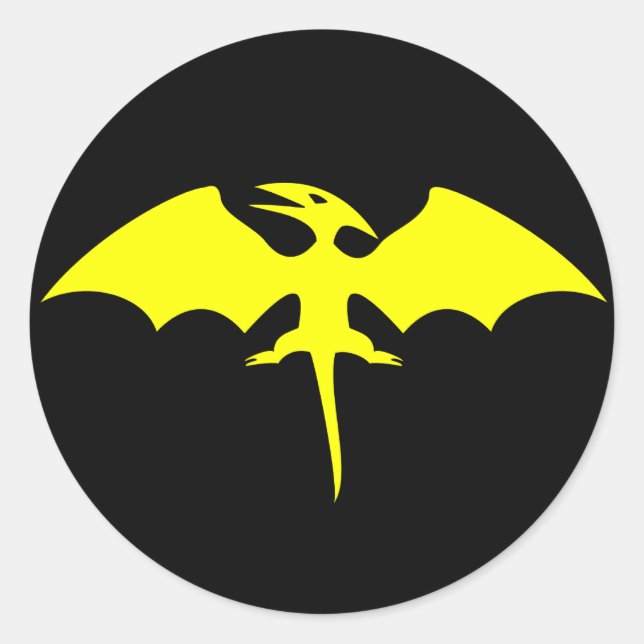Sticker Rond Logo de Pterodactyl Dinosaur Superhero (Devant)