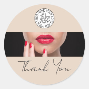 Sticker Rond Logo de salon d'artiste en onglerie Merci