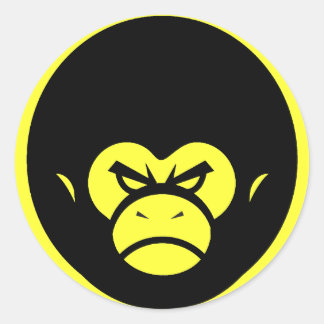 Sticker Rond Logo de singe jaune