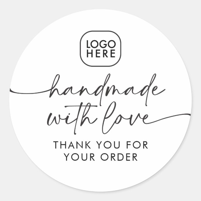 Sticker Rond Logo de société moderne fait main avec amour simpl (Devant)